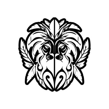 Siyah beyaz logolu Vektör Aslan