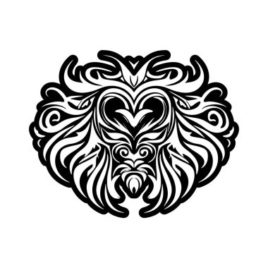 Siyah beyaz bir aslanın vektör logosu.