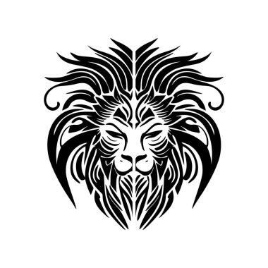 Siyah ve beyaz vektör formunda bir aslanın logosu