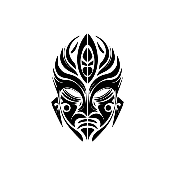 Векторні Татуювання Масок Полінезійського Бога Чорно Білих — стоковий вектор