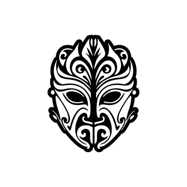 stock vector Vector tattoo sketch of a Polynesian god.mask in black and white.