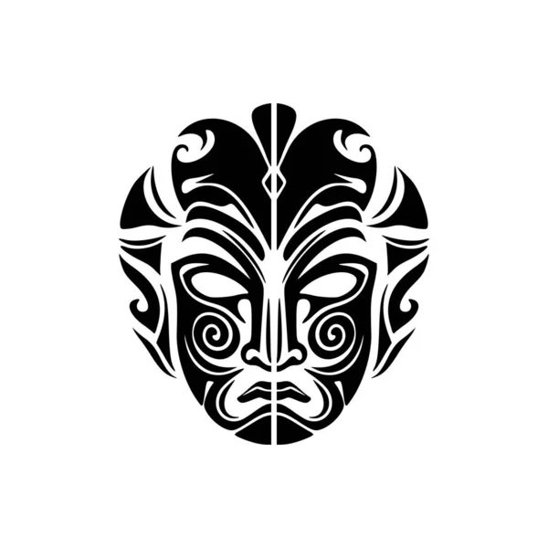 Croquis Tatouage Vectoriel Noir Blanc Masque Divinité Polynésienne — Image vectorielle