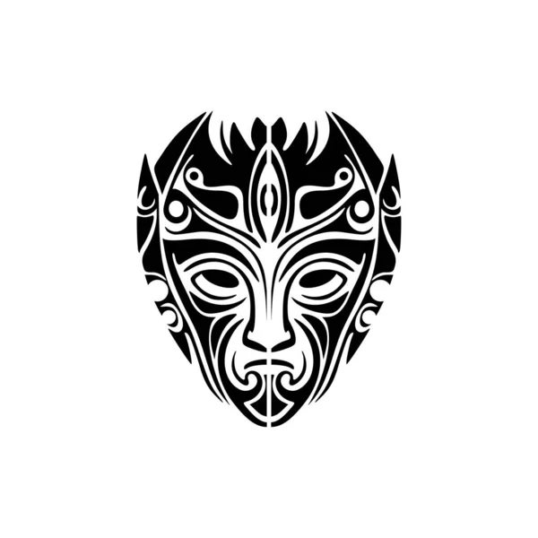 Vektor Tatuering Polynesisk Gud Mask Svart Och Vitt — Stock vektor