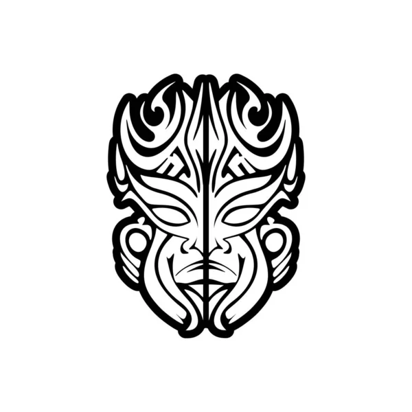 Croquis Vectoriel Masque Dieu Polynésien Noir Blanc — Image vectorielle
