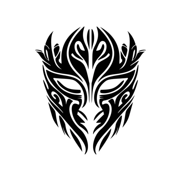 Desenho Tatuagem Preto Branco Vetorial Uma Máscara Deus Polinésia —  Vetores de Stock
