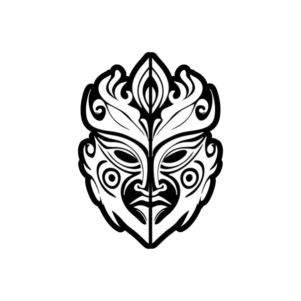 Векторний Татуювання Маску Полінезійського Бога Чорно Білому — стоковий вектор