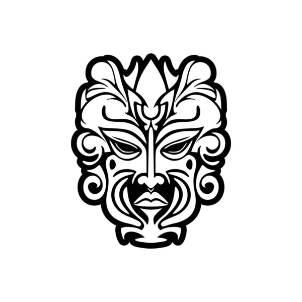 Векторний Татуювання Класичного Чорно Білого Полінезійського Бога Маски — стоковий вектор