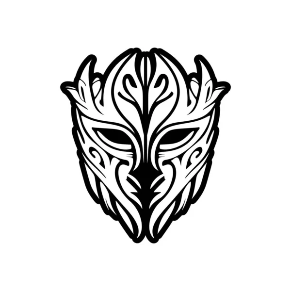 Esboço Tatuagem Vetorial Uma Máscara Deus Polinésia Feito Preto Branco —  Vetores de Stock