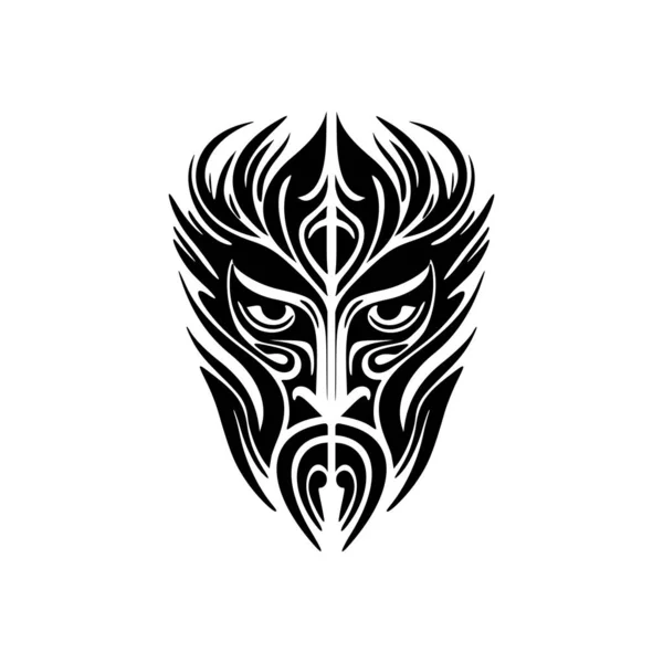 Esboço Vetorial Uma Tatuagem Máscara Deus Polinésia Preto Branco —  Vetores de Stock