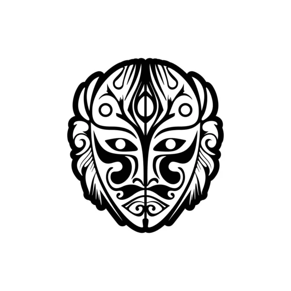 Tatuaggio Schizzo Black White Maschera Dio Polinesiano Forma Vettoriale — Vettoriale Stock