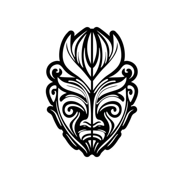 Illustration Vectorielle Masque Dieu Polynésien Noir Blanc Idéal Pour Design — Image vectorielle