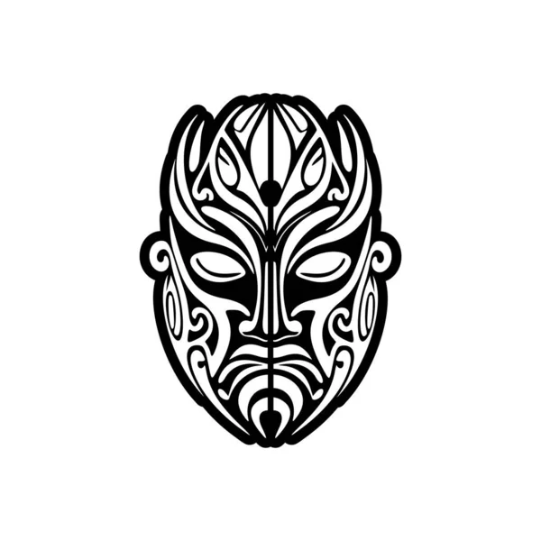 Vintage Vector Artwork Polynesian God Mask Black White — стоковий вектор