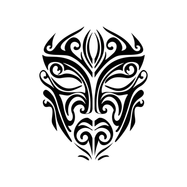 Schizzo Del Tatuaggio Vettoriale Una Maschera Del Dio Polinesiano Bianco — Vettoriale Stock