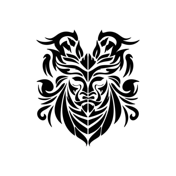 Masque Dieu Polynésien Forme Croquis Tatt Vectoriel Bandw — Image vectorielle