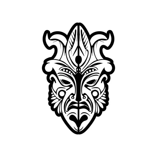 Vektorové Tetování Náčrtu Polynéského Boha Masky Černé Bílé — Stockový vektor