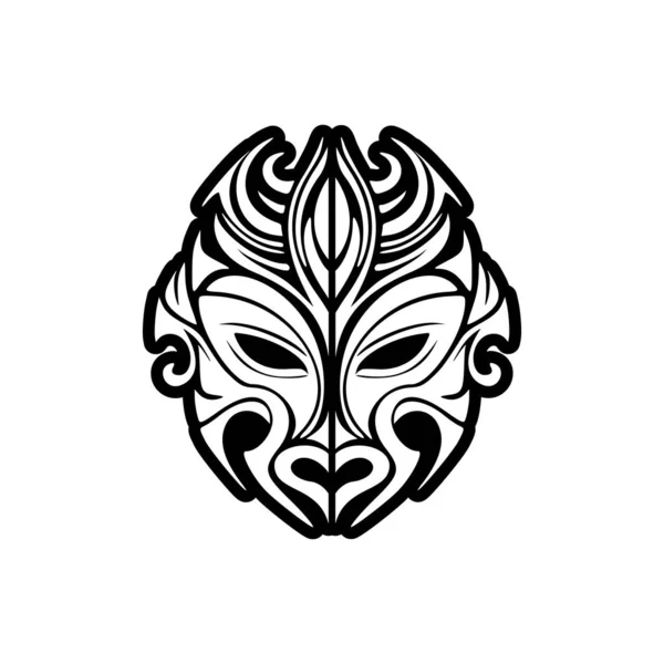 stock vector Vector tattoo sketch of a black and white Polynesian god mask.