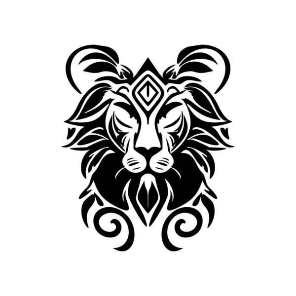 Logo Lion Avec Illustration Vectorielle Noir Blanc — Image vectorielle