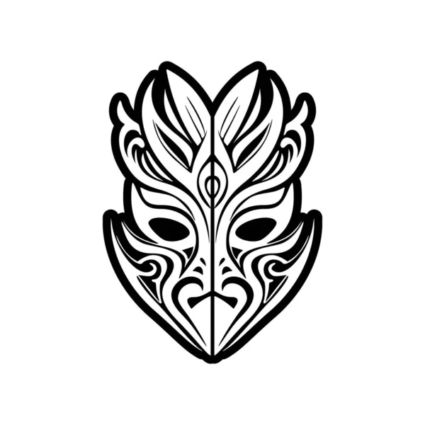 Vektor Tatuering Skiss Svartvitt Polynesiska Gud Mask — Stock vektor