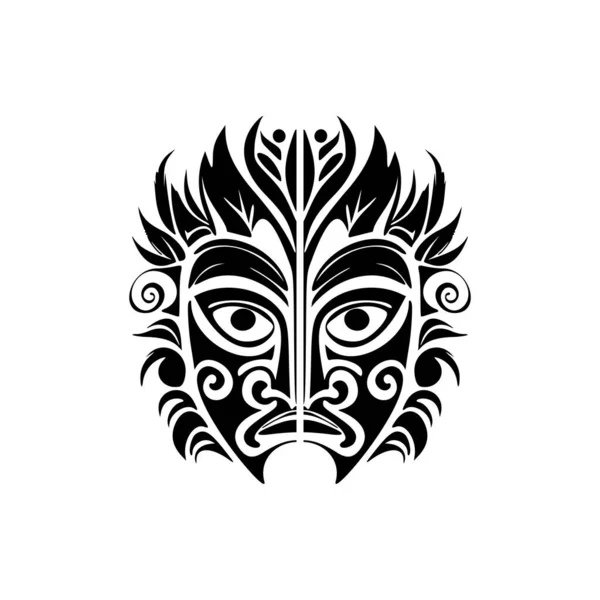 Arte Vectorial Una Máscara Dios Polinesia Blanco Negro Para Tatuar — Vector de stock
