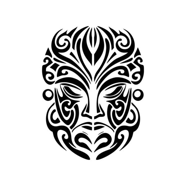 Векторний Татуювання Маску Полінезійського Бога Чорно Білому — стоковий вектор