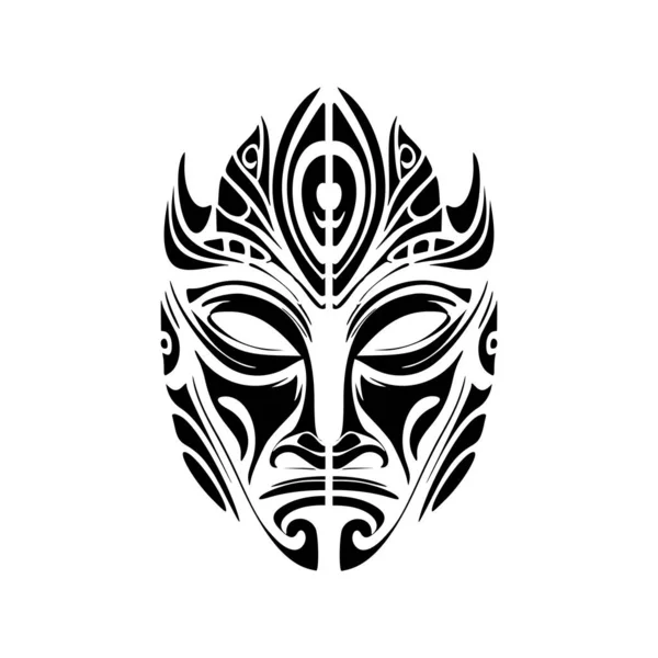 Illustration Vectorielle Masque Dieu Polynésien Traditionnel Noir Blanc — Image vectorielle