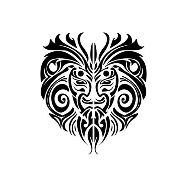 Wektorowy Szkic Polinezyjskiej Maski Boga Czerni Bieli — Wektor stockowy
