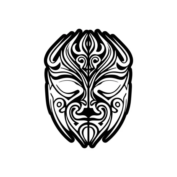 Векторне Татуювання Polynesian God Mask Sketch — стоковий вектор