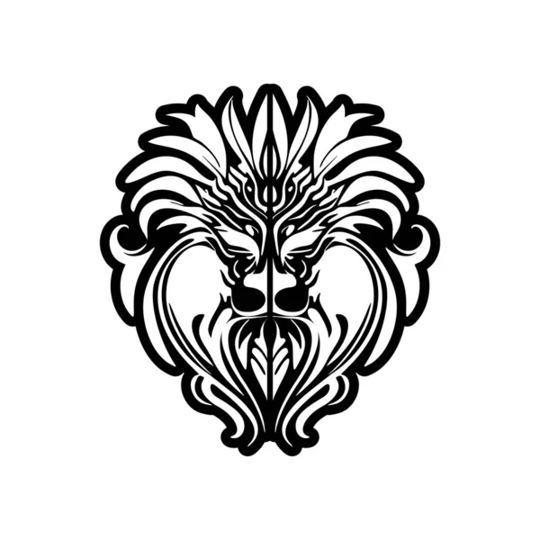 Vec Tatouage Croquis Masque Dieu Polynésien Noir Blanc — Image vectorielle