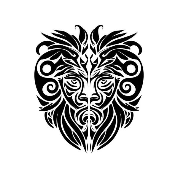 Croquis Vectoriel Tatouage Noir Blanc Masque Dieu Polynésien — Image vectorielle