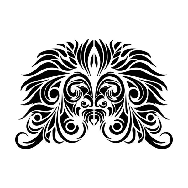 黒と白のポリネシアの神マスクタトゥーのベクトルスケッチ — ストックベクタ