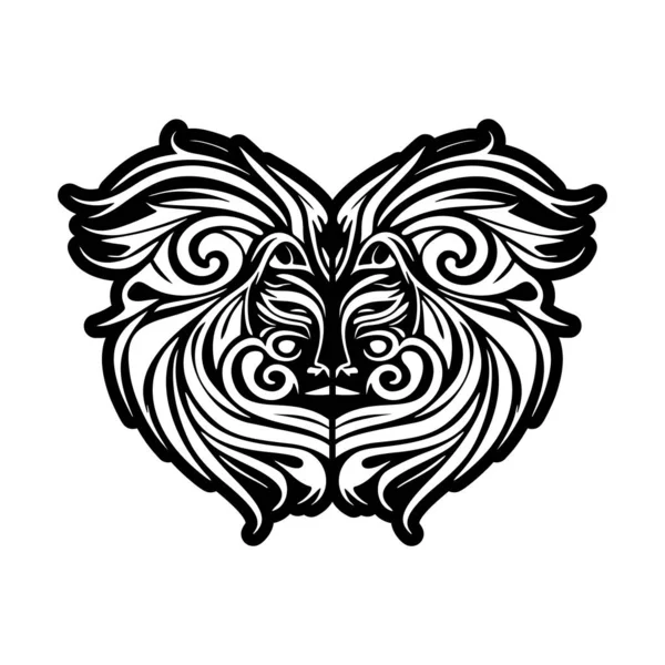 Векторный Эскиз Черно Белой Полинезийской Маски Бога — стоковый вектор