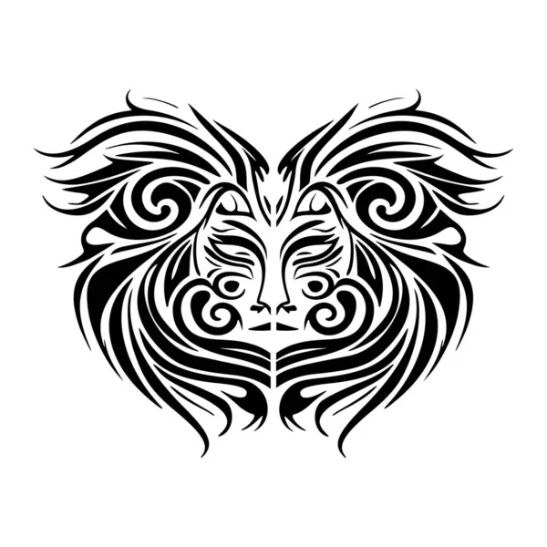 Croquis Tatouage Vectoriel Vintage Masque Dieu Polynésien Noir Blanc — Image vectorielle