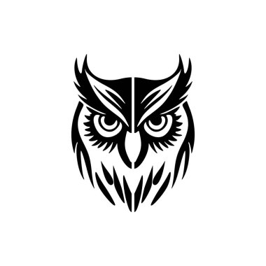 Tek renkli baykuş vektör logosu, temel ve rafine edilmiş..