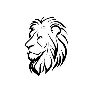 Siyah-beyaz biçiminde minimalist aslan logosu.