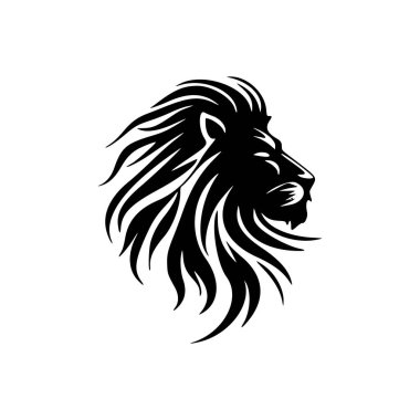 Basit siyah-beyaz vektör biçiminde bir aslan logosu.