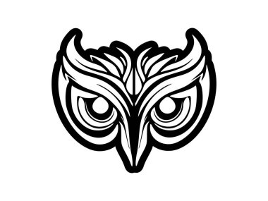 Polinezya desenleri siyah beyaz mürekkeple gösterilen bir tanrı maskesi..