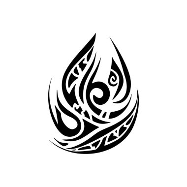 Siyah beyaz Polinezya dövme tasarımı.