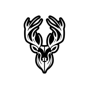 Basit siyah-beyaz vektör formatında bir geyik logosu.