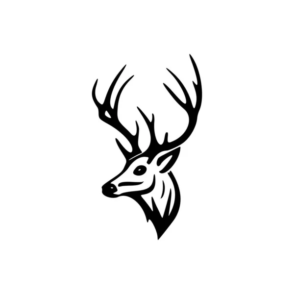 Векторний Логотип Мальовничого Оленя Чарівному Чорно Білому — стоковий вектор