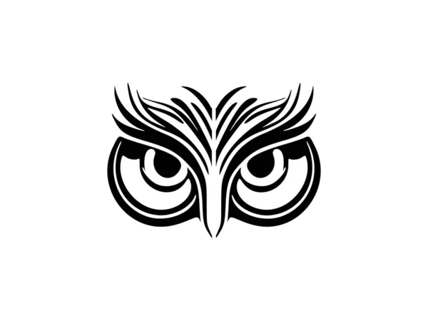 Uma Tatuagem Rosto Coruja Preta Branca Com Desenhos Polinésios — Vetor de Stock