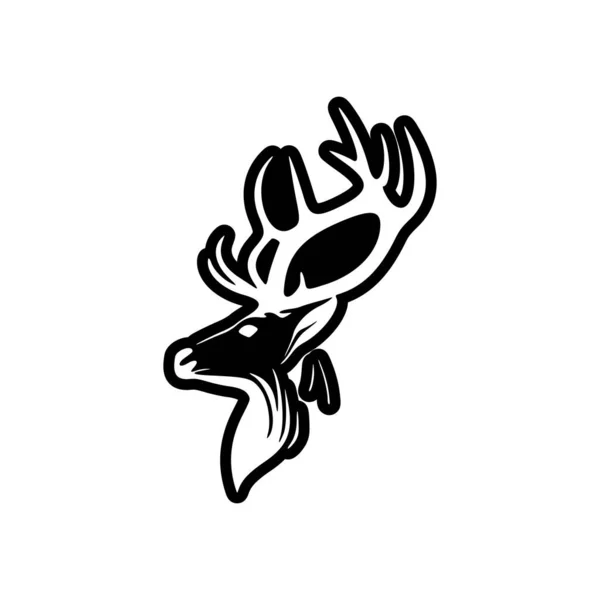 Siyah Beyaz Vektör Geyik Logosu Basit Şık — Stok Vektör