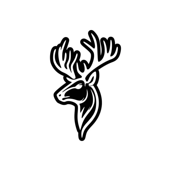 Black White Minimalistic Deer Vector Logo — Stock Vector