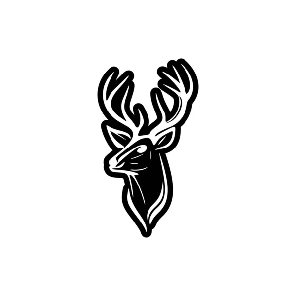 Minimalist Black White Vector Deer Logo — Stock Vector