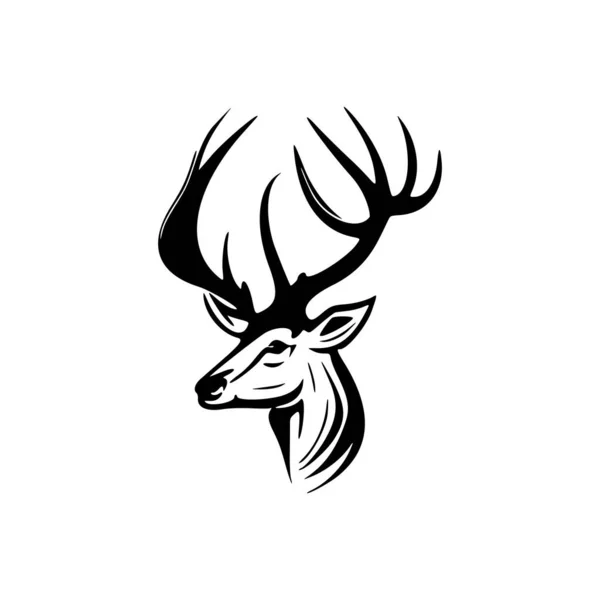 Minimalist Black White Vector Deer Logo — Stock Vector