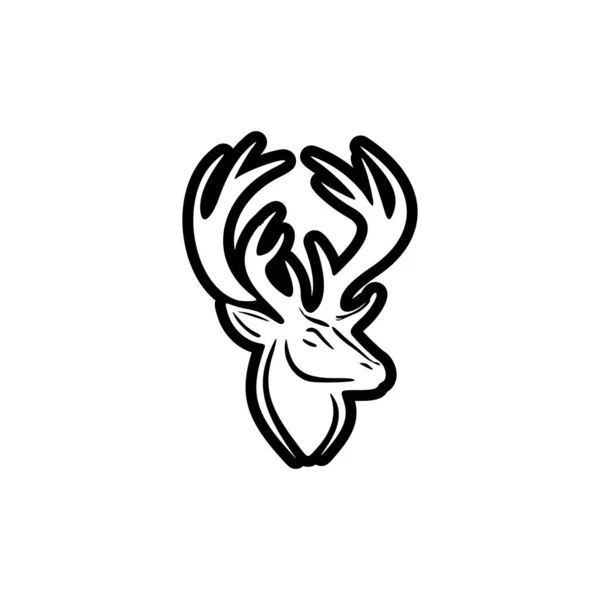 Simple Black White Vector Deer Logo — Stock Vector