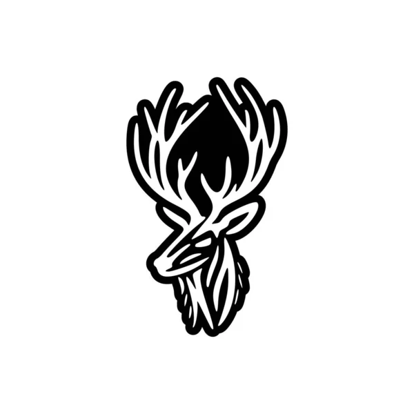 Simple Black White Deer Logo Vector — Stock Vector