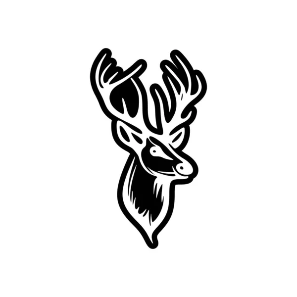 Vector Deer Logo Featuring Simplistic Black White Design — Stock Vector