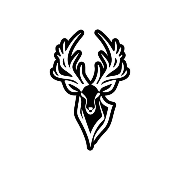 Логотип Черно Белым Минималистичным Вектором Оленя — стоковый вектор