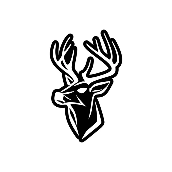 Simple Vector Logo Black White Deer — Stock Vector
