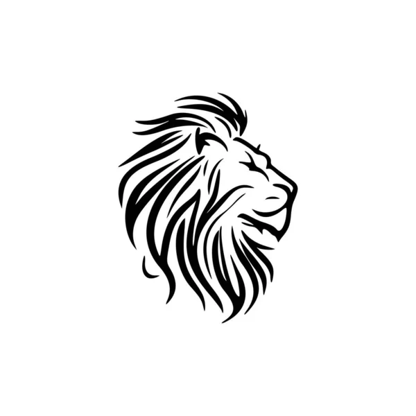 Logo Vectoriel Lion Noir Blanc Basique — Image vectorielle